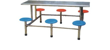8013圓凳六連體不銹鋼餐桌椅